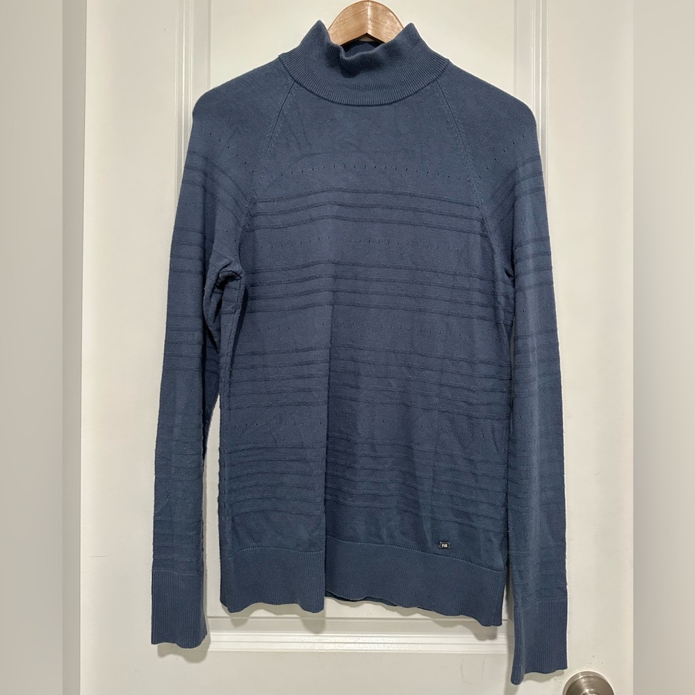 FIG Women’s Amsterdam Blue Turtleneck Sweater Size Large Cotton Tencel Blend